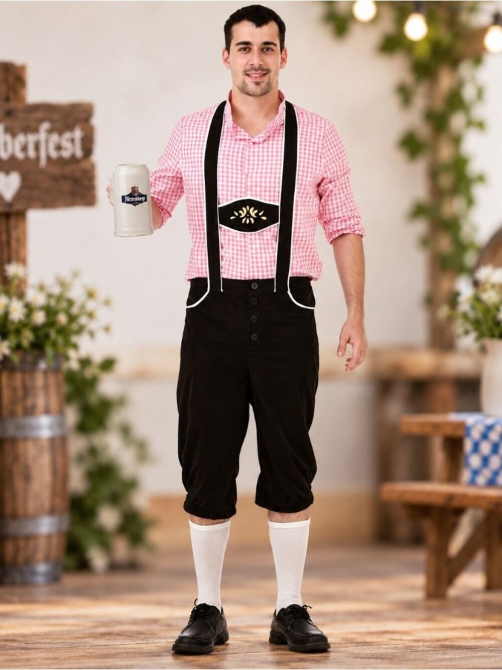 Hauntlook Men Bavarian Bundhosen Halloween Costume 2 Pieces Set Dress Up Outfit